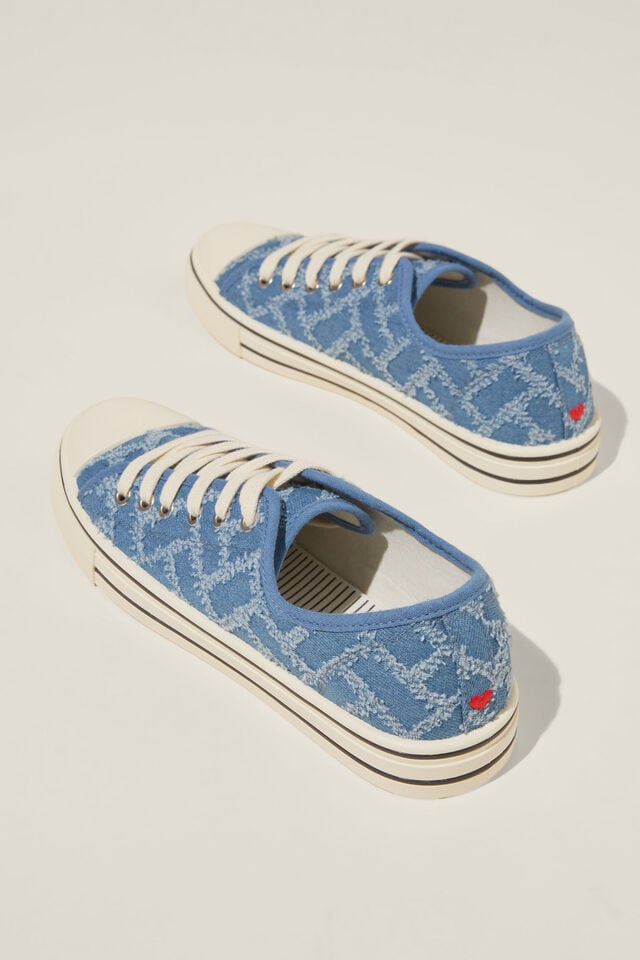 Harlow Lace Up Plimsoll, DENIM CHECK