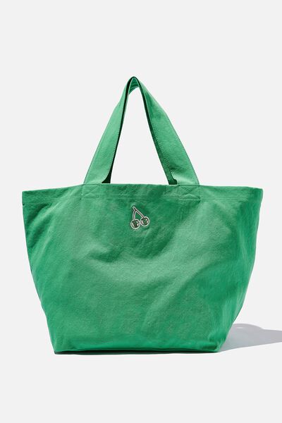 Everyday Canvas Tote, GREEN/CHERRY