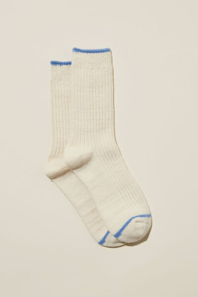 Brushed Cosy Sock, PEARL/BLUE STRIPE