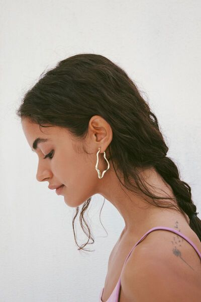 Large Hoop Earring, GOLD PLATED SQUIGGLE