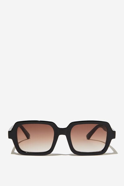 Zoe Square Sunglasses, BLACK/BROWN