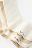 2Pk Frill Rib Crew Sock, OATMEAL MARLE/PEARL - example image 3