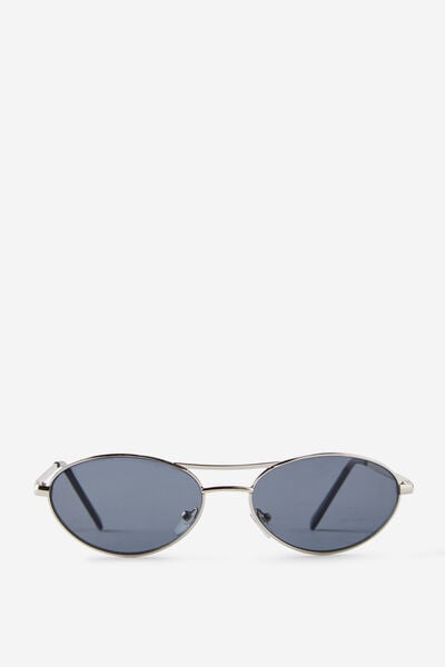 Adeline Metal Sunglasses, SILVER/SMOKE