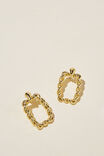 Mid Charm Earring, GOLD PLATED TWIST RECTANGLE DROP - alternate image 1