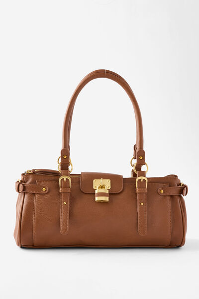 Claudia East West Bag, TAN PU