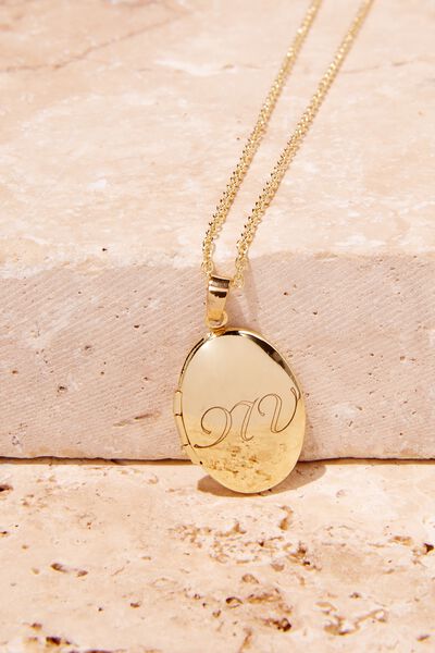 Personalised Premium Pendant Necklace Gold Plated, GOLD PLATED LOCKET