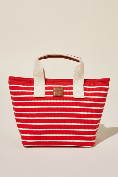 Insulated Lunch Bag, RED STRIPE/ECRU