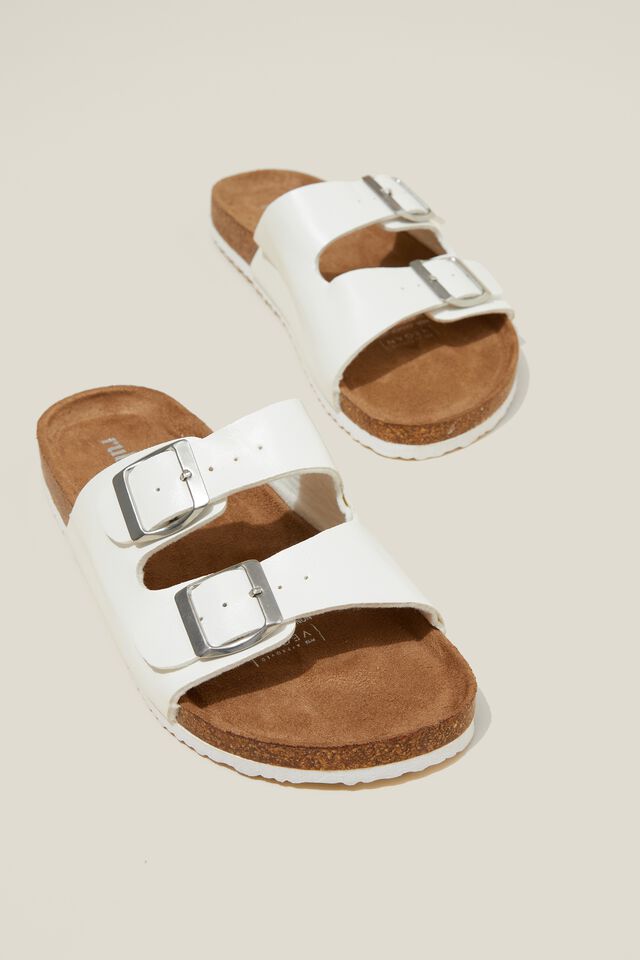 Double Buckle Sliders in White