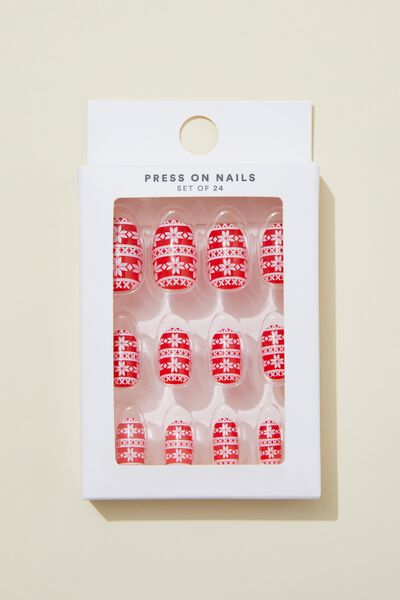 Press On Nails, RED FAIRISLE