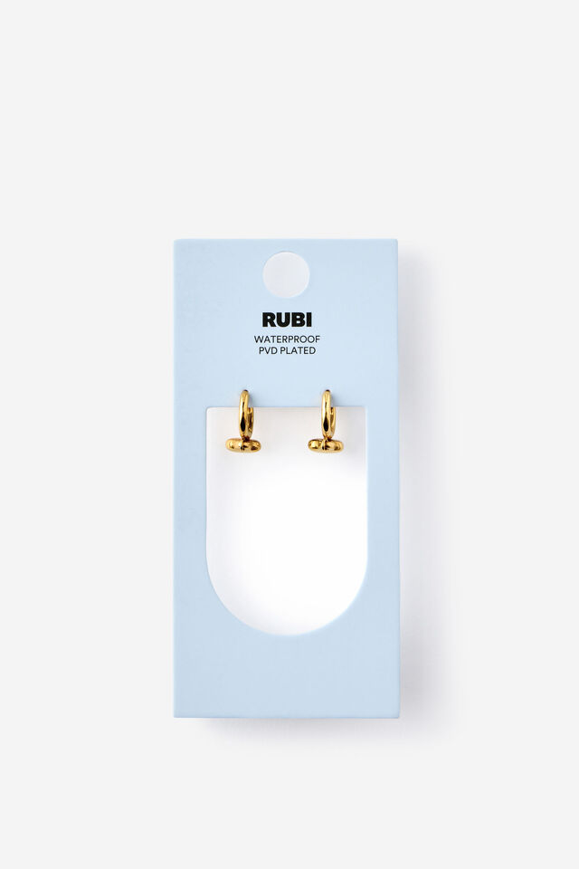 Waterproof Charm Hoop Earring, GOLD CHUBBY HEART