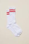 Sporty Femme Sports Sock, WHITE/RED STRIPE - alternate image 1