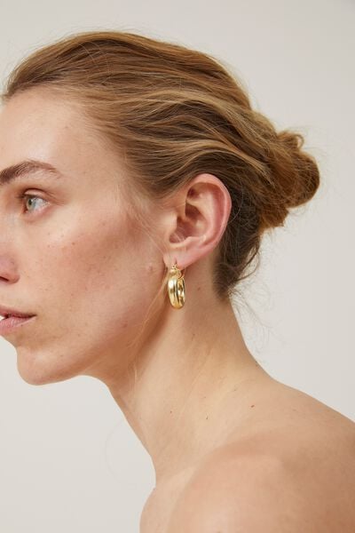 Large Hoop Earring, GOLD PLATED TUBE