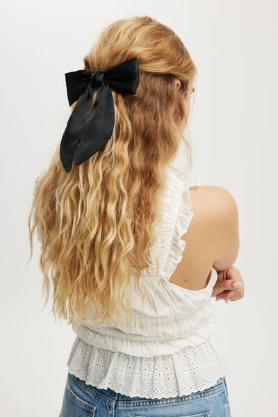 Heidi Hair Bow, BLACK SATIN