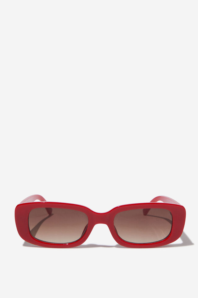 Abby Rectangle Sunglasses, SCARLET RED