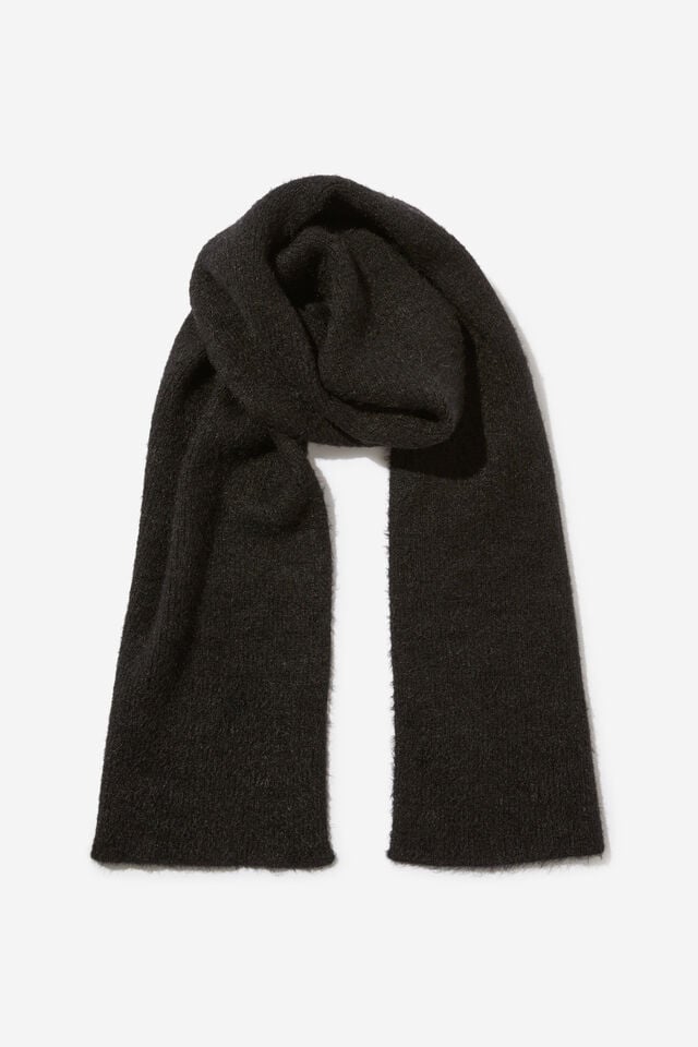 Fluffy Yarn  Scarf, BLACK