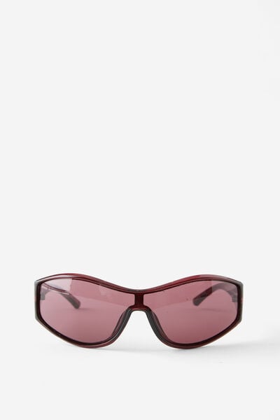 Krystal Y2k Shield Sunglasses, RED