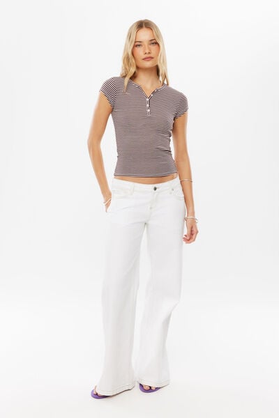 Alexis Henley Tee, SARA STRIPE BUBBLE PINK/TRUFFLE BROWN