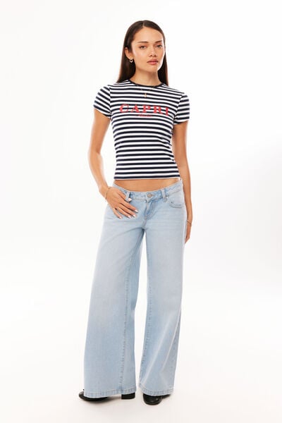 Harlow Graphic T Shirt, NEARLY NAVY STRIPE/CAPRI ITALIA