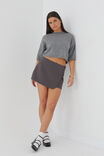 Carli Wrap Tailored Mini Skirt, CHROME GREY PINSTRIPE - alternate image 5