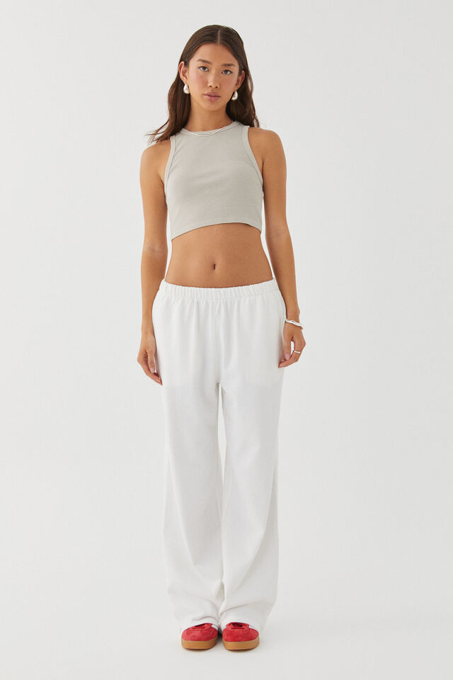 Relaxed Wide Leg Track Pant, CLOUD WHITE