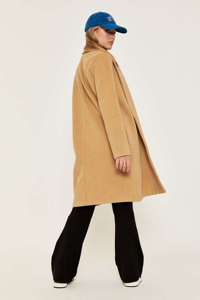 Geri Longline Coat, CAMEL