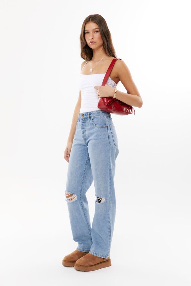 Straight Leg Ripped Jean, RIVIERA BLUE