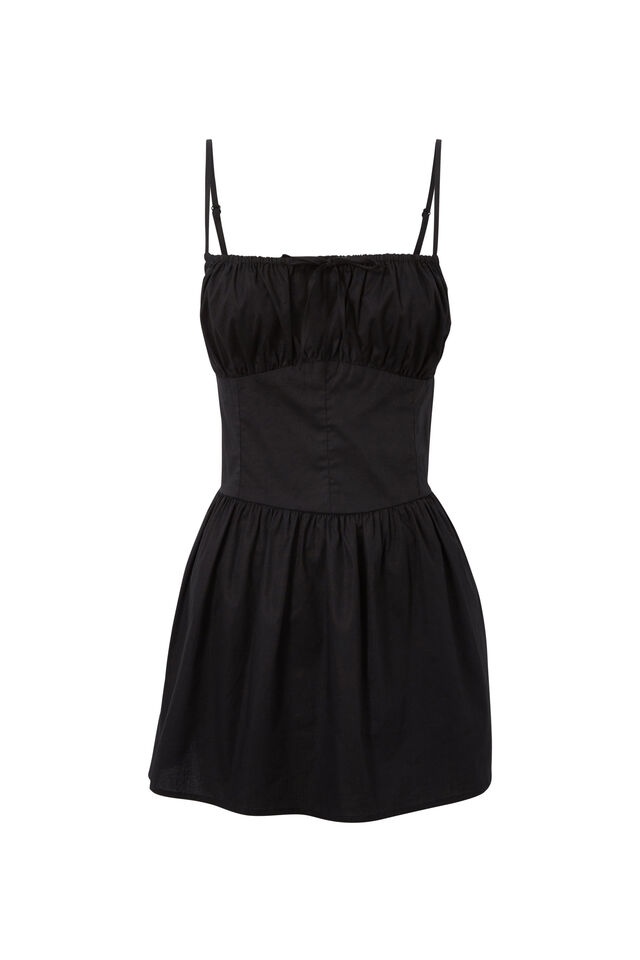 Mary Ruched Mini Dress, BLACK