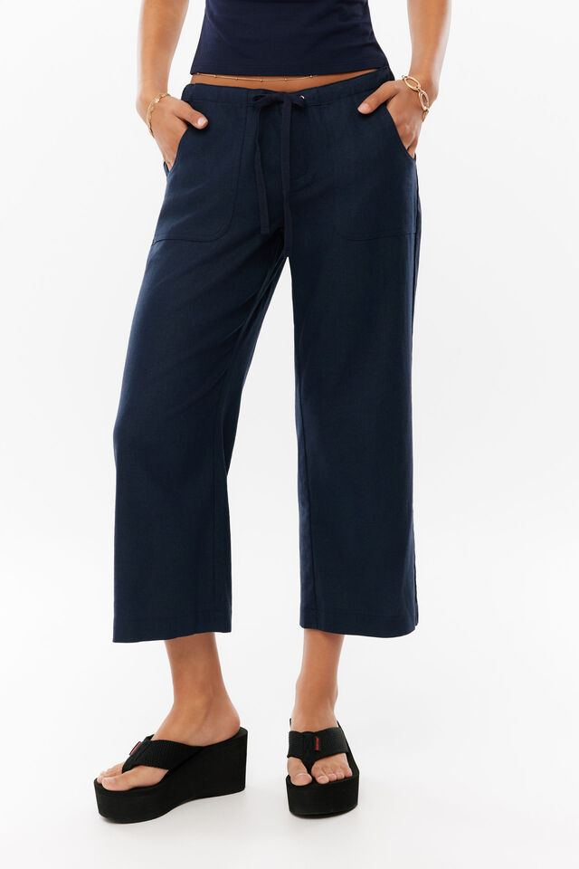 Sopha Dopha x Supr&eacute; Y2k Linen Capri, MIDNIGHT NAVY