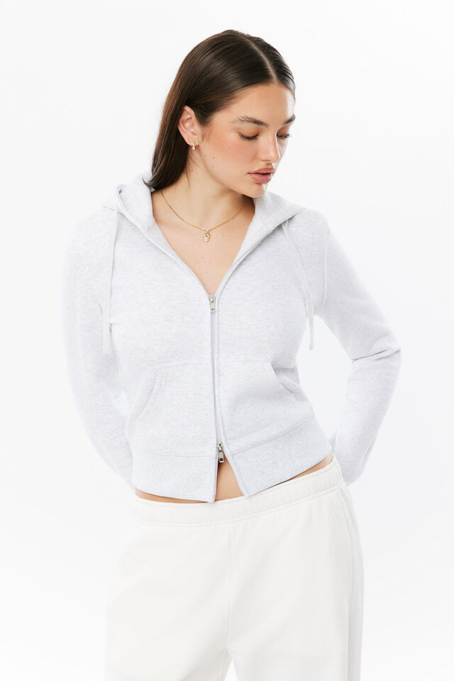 Fifi Shrunken Zip Hoodie, SNOW MARLE