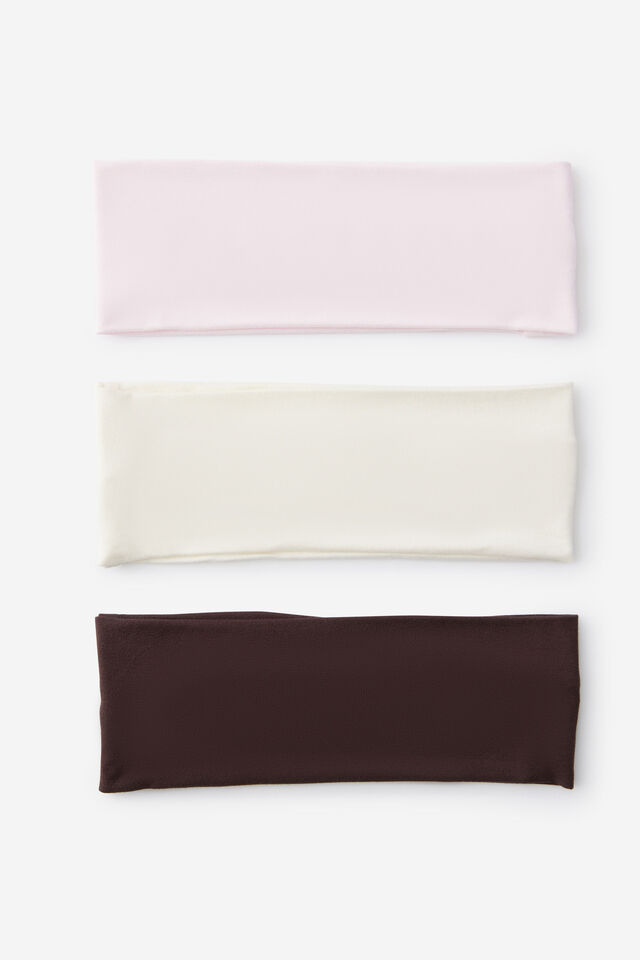 Headband 3 Pack, BROWN BEAN/CREAM/POWDER BLUSH
