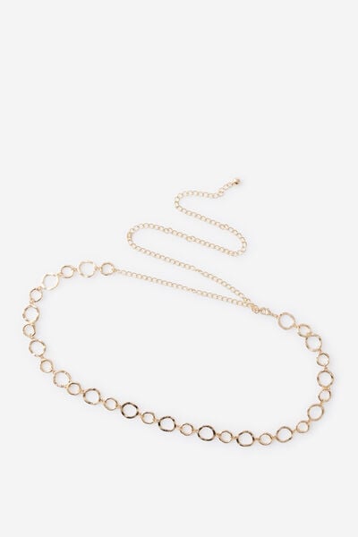 Textured Chain Belt, GOLD/HAMMERED RINGS