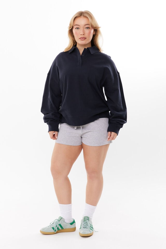 Pia Collared Polo Jumper, NAVY