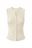 Lexy Rib Button Through Tank, SOFT ECRU - example image 6