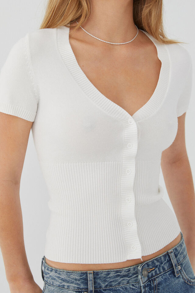 Stella Short Sleeve Knit, MERINGUE WHITE