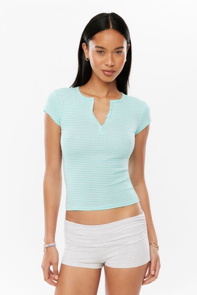 Alexis Henley Tee, SARA STRIPE/JELLY MINT GLOSSY AQUA