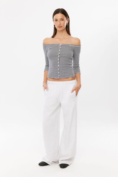 Mateo 3/4 Sleeve Top, RENATA STRIPE/ NAVY CREAM