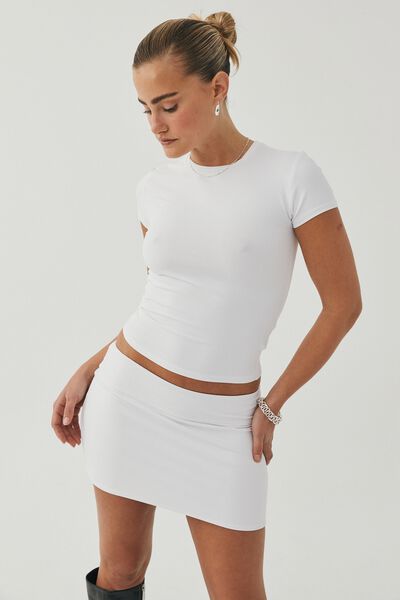 Luxe Hipster Mini Skirt, WHITE