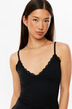 Sleek Margot Lace Trim Tank, BLACK - example image 2