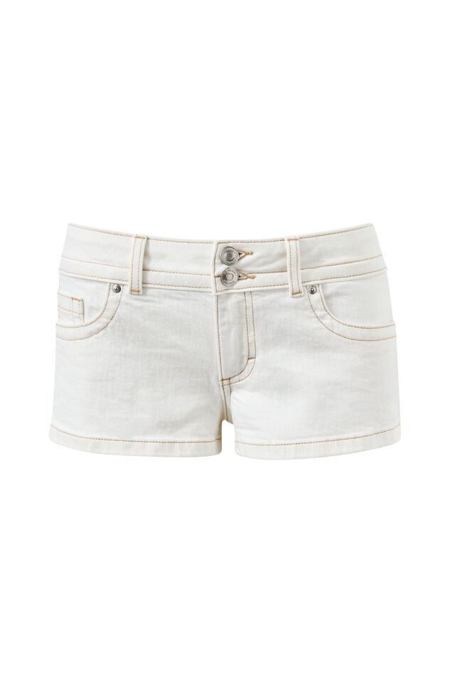 Y2k Micro Denim Short, CLEAN WHITE CONTRAST