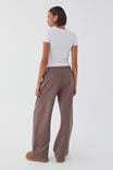 Relaxed Wide Leg Track Pant, BROWN CAROB - alternate image 3