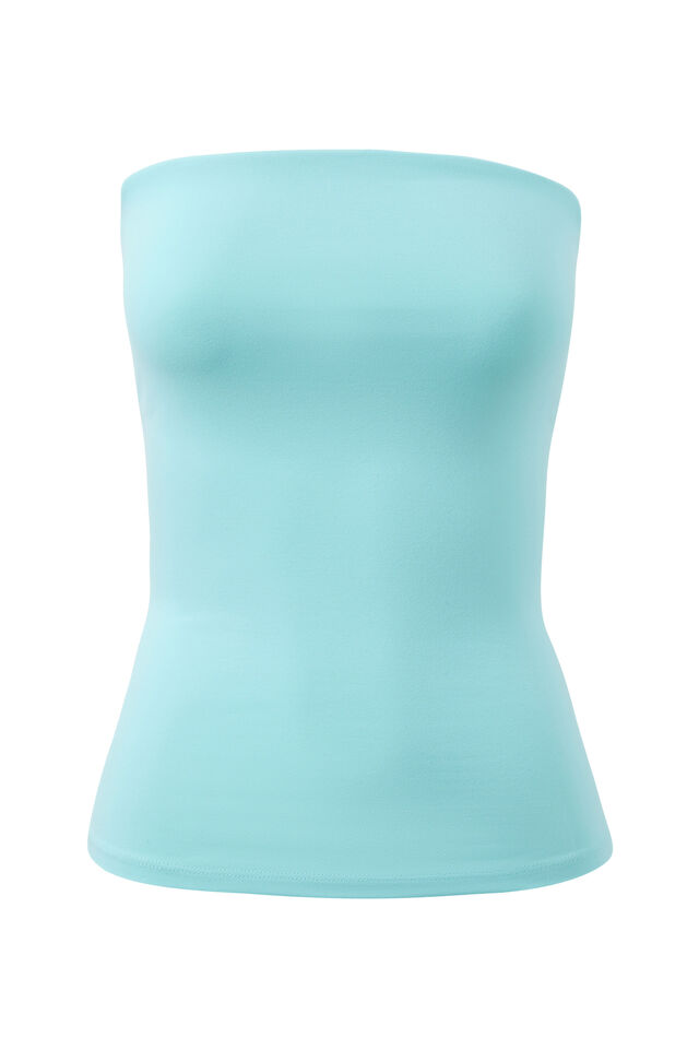 Sleek Longline Boob Tube, GLOSSY AQUA