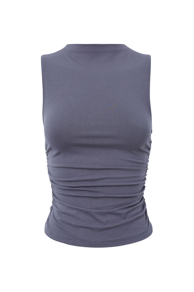 Soft Ruched Tank, IRON GREY