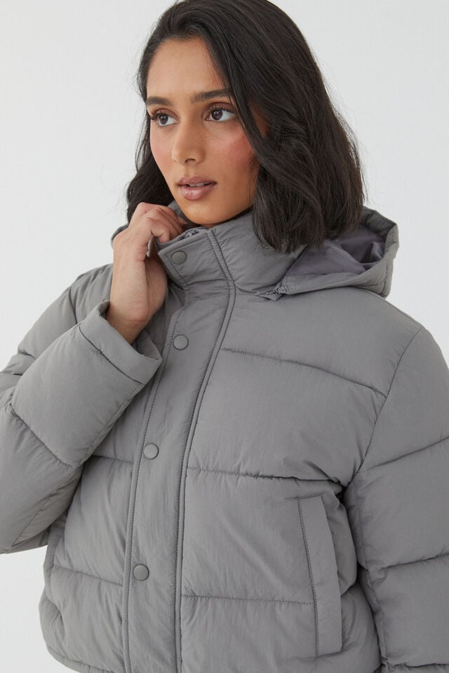 Recycled Puffer Jacket, CEMENT GREY