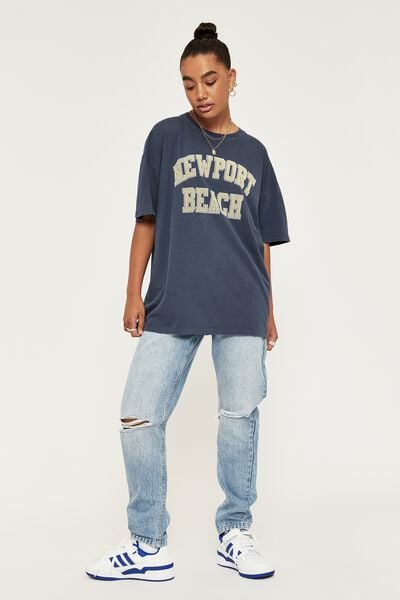 Camryn Oversized Printed T Shirt, VARSITY NAVY/NEWPORT BEACH