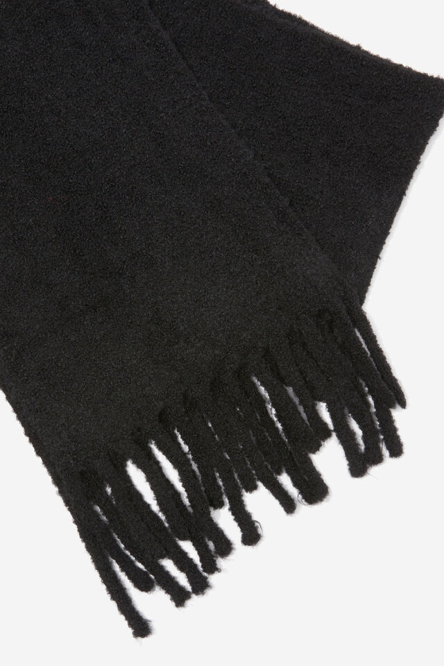 Bella Boucle Knit Scarf, BLACK