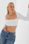 Light Luxe Long Sleeve Crop Top, WHITE - alternate image 5