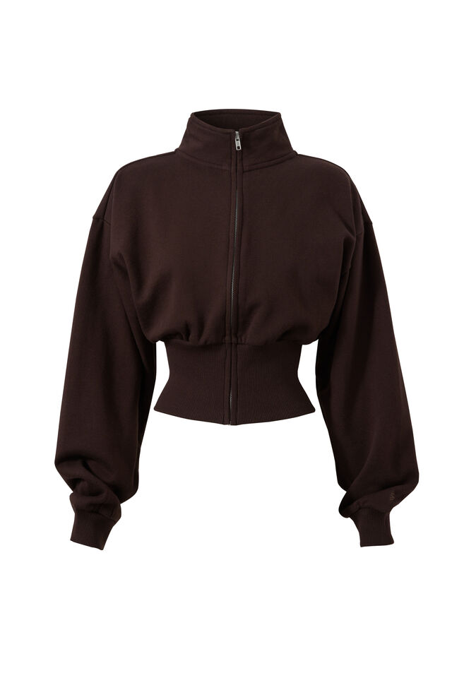 Flo Zip Through Fleece Jacket, BROWN BEAN
