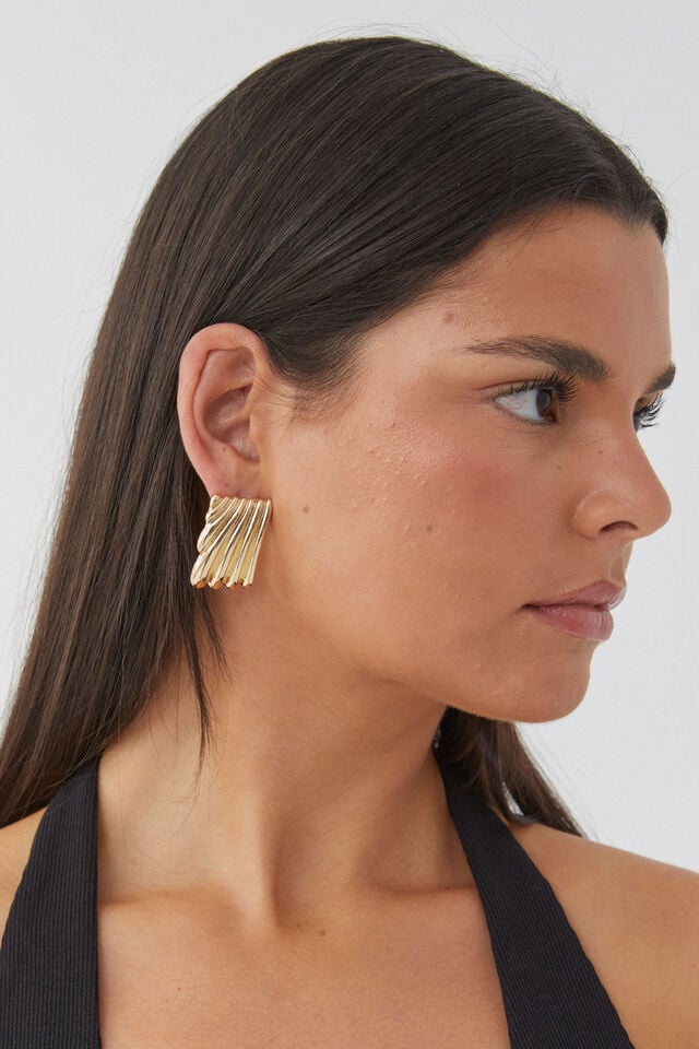 Earring Single Pack, GOLD/WHIRL