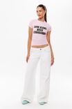 Rachel Fitted Slogan Tee, PIXEL PINK/LOW JEANS - example image 3