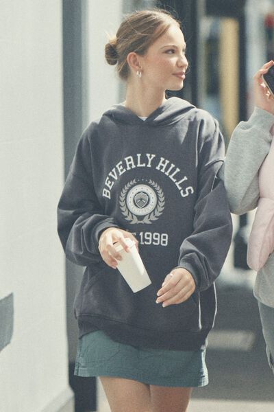 Paige Oversized Printed Hoodie, WASHED PHANTOM/BEVERLY HILLS
